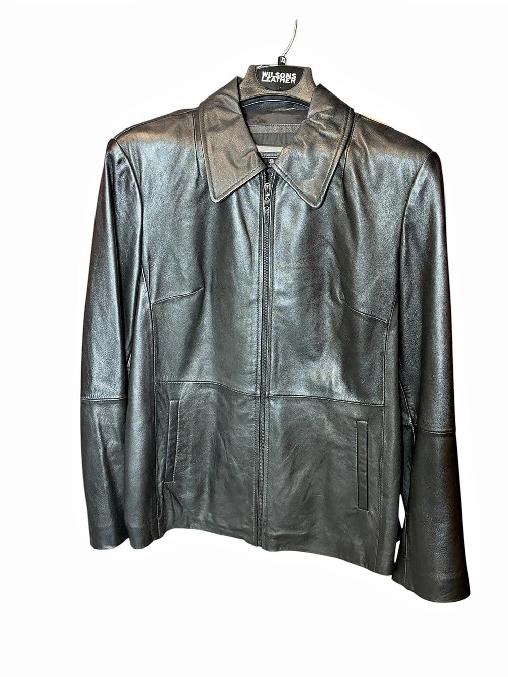 Jones New York Leather Zip Jacket in Black Size XL